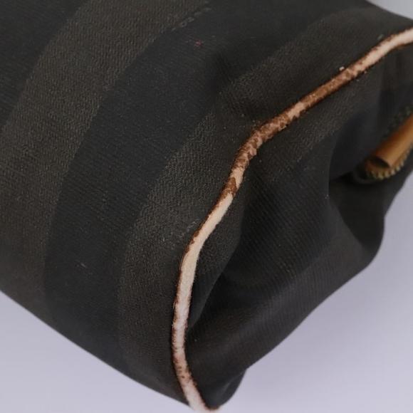 FENDI Pecan Canvas Hand Bag 2way Brown Black gold Auth th5780 - Picture 15 of 16